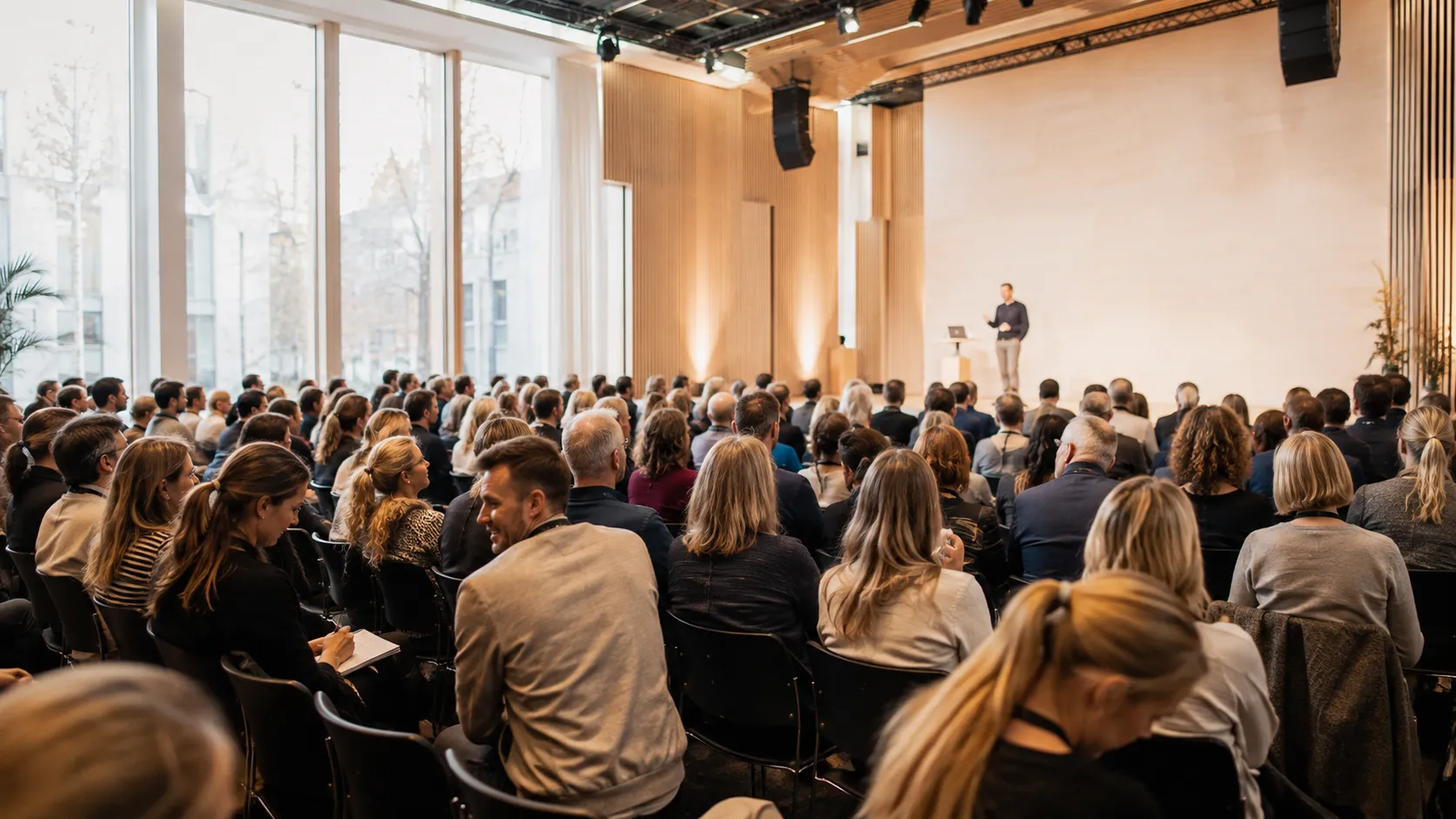 Konferansesal med scenelys